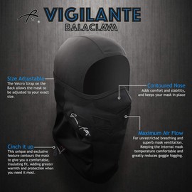 Grace Folly Full Balaclava Ski Face Mask for Snowboarding and Cold Winter Weather Sports, Adult Unisex, Black