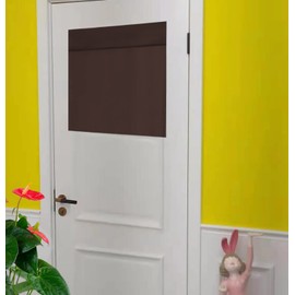 E-HAO French Small Front Door Curtain (26" w x 20" L), Washable Door Curtain with Adhesive Hook and Loop Fastener Strip (Coffee Brown)