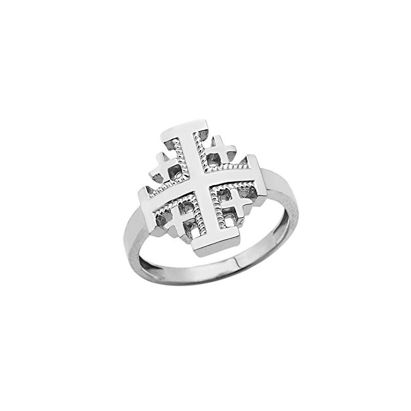 Religious Jewelry Fine Solid Sterling Silver Jerusalem Cross Ring (Size