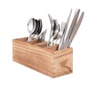 Kitchen Cutlery Holder with 4 Adjustable Smart Compartments, Wood Utensil