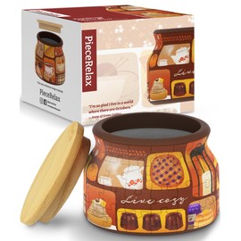 PieceRelax 3D Puzzle Jar 64 Plastic Pieces for Adults - Live Cozy - Wooden Lid Container for Kitchen Dining Study Living Room No Glue Requied Small [BC1021]