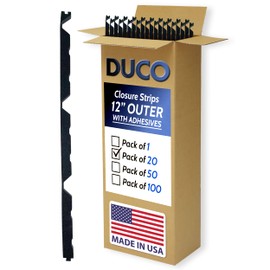 Duco R Panel Foam Closure Strips 3ft Long, 12" Rib Spacing - 20 Pack of USA-Made Black Outer Foam Closure Strips for Metal Roofing Panels - Blocks Gaps, Moisture, Noise, & Dust (with Adhesive)