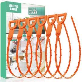 Drain Snake Hair Drain Clog Remover - 6 Pack Shower Snake Sink Unclogger Tool with Exquisite Packaging (Orange)