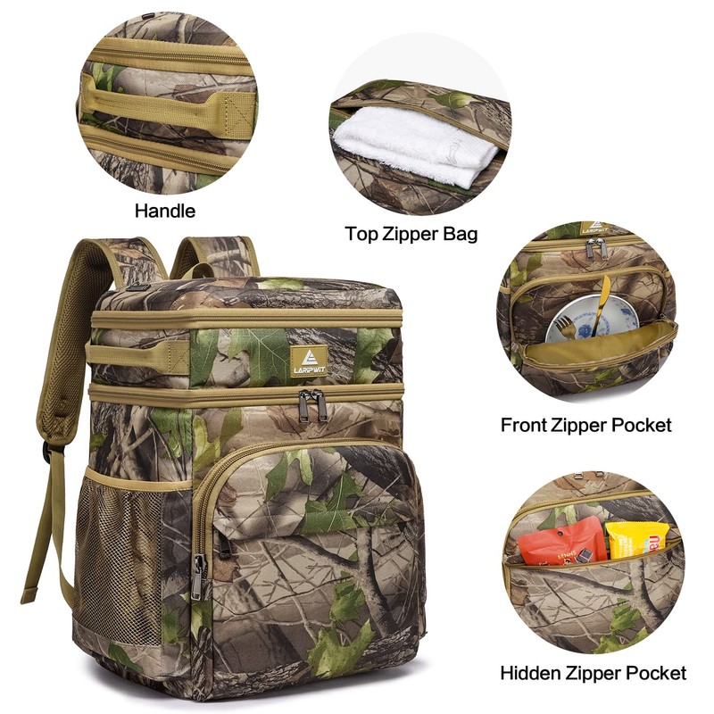 Laripwit 54 Cans Backpack Cooler Insulated Leak-Proof Camo Cooler Backpack