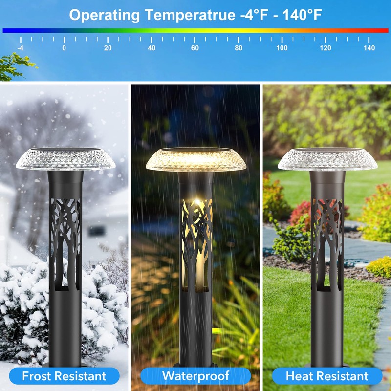 Eyrosa Large Solar Pathway Lights 6 Pack, 8 Modes Solar