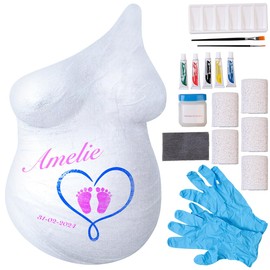 Your Design Plaster Cast 3D: Baby Belly Plaster Cast Set with 5 Acrylic Paints and 2 Brushes (3D Memories Plaster Cast Set, Baby Belly Finishing, Birthday)
