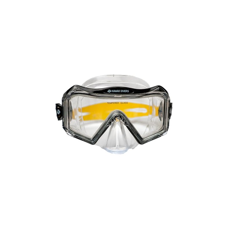 Hawaii Divers Tri View Adult Snorkel Dive Mask, Black/Yellow, One
