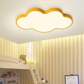 Liudefa LED Ceiling Light Fixture,27 Inch Modern Cloud Shape Recessed Ceiling Lights,Remote Control Dimmable Light,Yellow 43W Close to Ceiling Lighting Flush Mount Living Room Bedroom,3000K-6000K