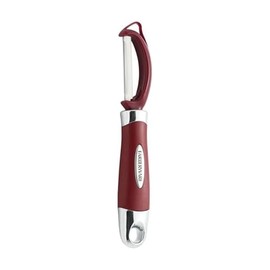 Farberware Pro2 Euro Vegetable Peeler with Ergonomic Handle, Razor-Sharp Stainless Steel Swivel Blade, Dishwasher Safe - Red, Peelers for Kitchen Use on Potatoes, Fruits, and More