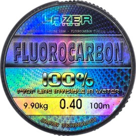 LAZER LINE Fluorocarbon Fishing Line 100 m Diameter 0.40 mm Test 9.9 kg - Transparent Leader Line for Pike Zander Perch Trout Carp - Fluorocarbon Leader - Predator Fishing Line - Fluorescent Carbon