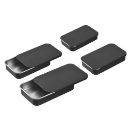 sourcing map 24 Pcs Metal Tin Box Container, Slide Top Tin Containers Empty Rectangular Storage Box Portable Mini Tin Case for Candy Cosmetic Crafts, Black