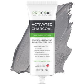 Charcoal Face Masks Skincare for Men and Women 70ml by Procoal - Clay Mask Targets Clogged Pores, Impurities, Toxins & Excess Oil, 100% Recyclable Packaging, Cruelty-Free - Made in UK