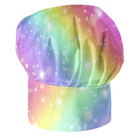 Chef Hat for Children with Professional Cooks Hats Baker for Home Kitchen School Fully Adjustable Motif Rainbow Full Unicorn [099]