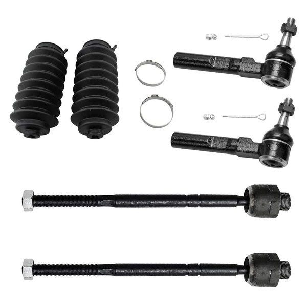 Detroit Axle - 2WD Front 6pc Tie Rods Kit for 99-06 Silverado Sierra 1500 GMC Chevy, 1999 2000 2001 2002 2003 2004 2005 2006, 4 Inner & Outer Tie Rod Ends 2 Boots Replacement