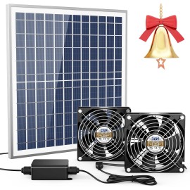 Neijiaer Waterproof Solar Fan 18W, 10FT Cable for Greenhouse, Chicken Coop & Outdoor Use