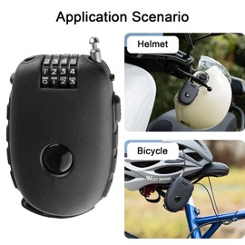 HUATEEN Cable Lock,Luggage Locks with 75cm Retractable Steel Cable Portable 4-Digit Combination Lock for Suitcases,Bikes,Ski,Snowboard,Pushchairs Travel Luggage Black