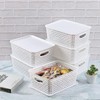 6-Pack Plastic Storage Basket with Lid, Small Organizer Bin, White