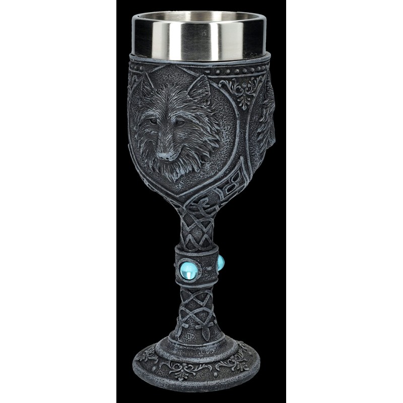 Figuren Shop GmbH Gothic goblet - night wolf with blue