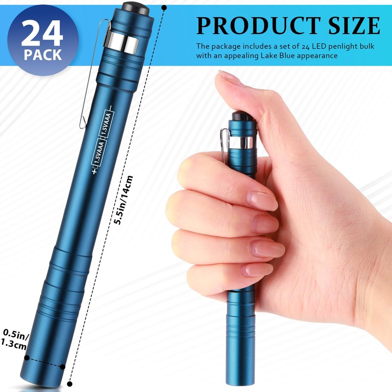 Rossesay 24 Pack Mini Pen Flashlights Bulk LED Pen Lights
