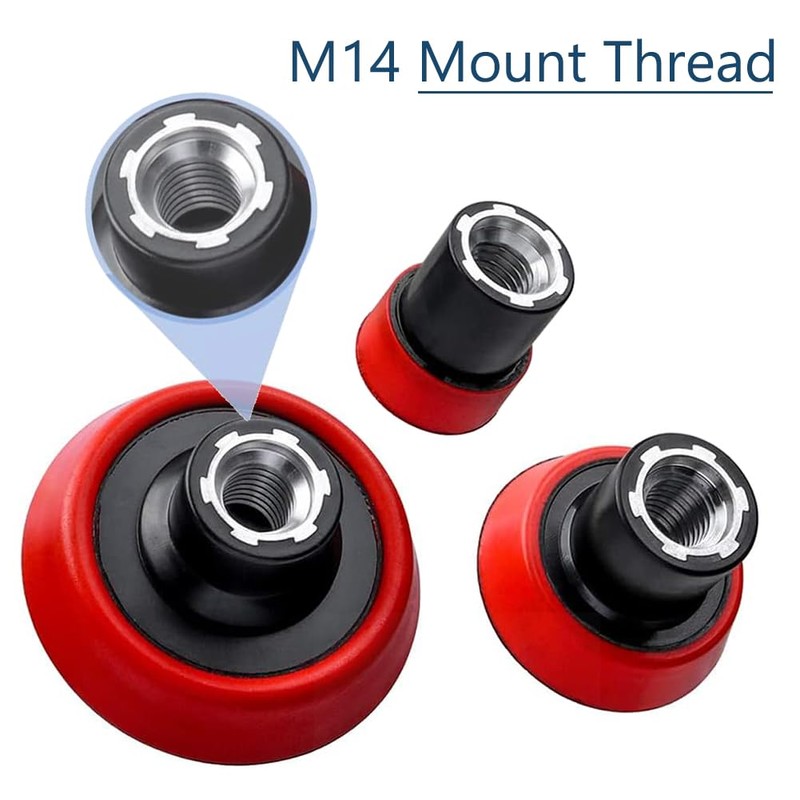 Gasea 3pcs M14 Thread Hook and Loop Backing Pad, 1"