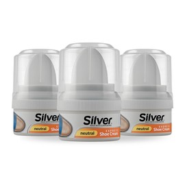 Silver Express Shoe Polish Cream (Neutral), 1.69 Fl Oz Jar with Polish Applicator for Instant Shine on Leather, Dress Shoes & Boots, +10 Full Shines per Jar; 3-Pack of 1.69 Fl Oz Jars (5.07 Fl Oz)