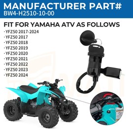 M MATI Ignition Key Switch Main Switch for Yamaha YFZ50 2017-2024 BW4-H2510-10-00