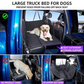 TKYZ Dog Seat Cover and Bed for Trucks - Back Seat Extender and Hammock for F150, RAM1500, Silverado - Non-Inflatable Pet Mattress (Black)