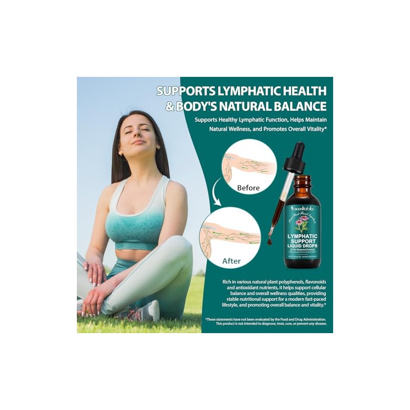 Lymphatic Drainage Drops,21-in-1 Herbal Formula for Liposomal Lymphatic Support &
