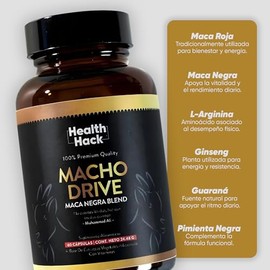 Multivitamínico Hombre Maca Negra Roja Ginseng Zinc Cápsulas Health Hack