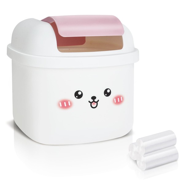WCHOSOZH Cute Mini Trash Can with Flip Lids,Small Garbage Can