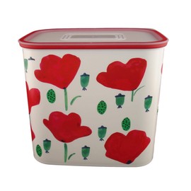 TUPPERWARE Quadro Optimum Ultimo 17158 2.1 L White Red Flower Poppy Storage Container Spring