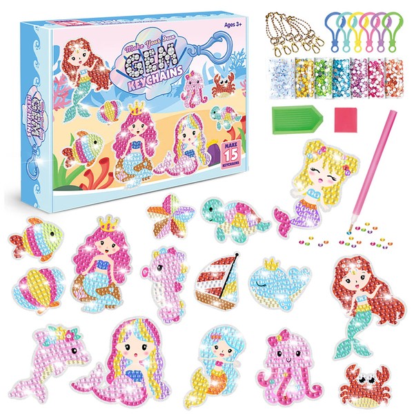 TOYESS Big Gem Mermaid Diamond Painting Kits for Kids, 5D