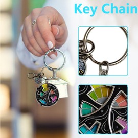 Zones of Regulation Keyring, Colour Fidget Wheel, Color Fidget Wheel for Artists, Color Fidget Enamel Pin, Zones of Regulation Keyring, 3 in 1 Pin & Keychain Anxiety Relief, Cute Enamel Keychain