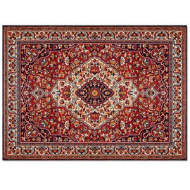 Boho Area Rug 2x3 Ft Vintage Floral Geometric Washable Area Rugs Oriental Medallion Stain Resistant Floor Carpet Non Shedding Non-Slip Indoor Mats for Living Room Bedroom