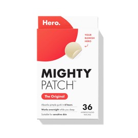 Mighty Patch™ Original de Hero Cosmetics – El parche hidrocoloide #1 para acné y espinillas para reducir granos y puntos blancos en un uso; Adhesivos nocturnos para cara y piel (36 unidades)