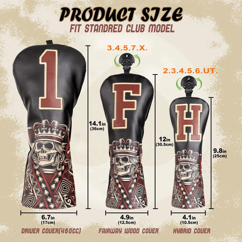 Golf Club Head covers Fairway Wood FW with Interchangeable Number