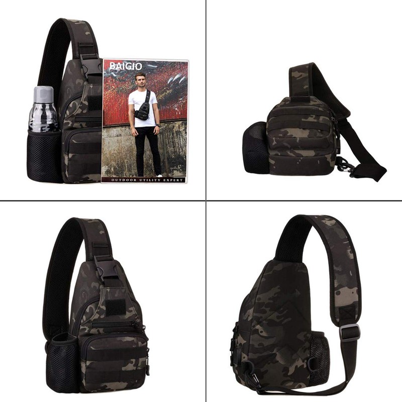 BAIGIO Tactical Sling Backpack Bag for Men Molle Crossbody Shoulder