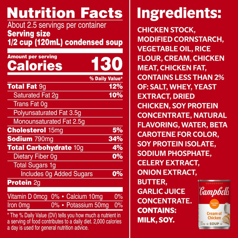 Campbell's Condensed Gluten Free Cream of Chicken Soup, 10.5 oz