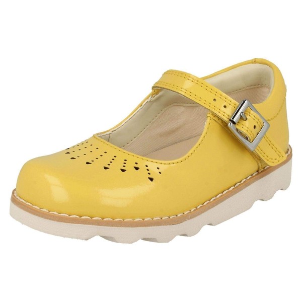 Clarks Girl's Crown Jump K Loafers, Yellow Yellow Patent, UK 2/US 00