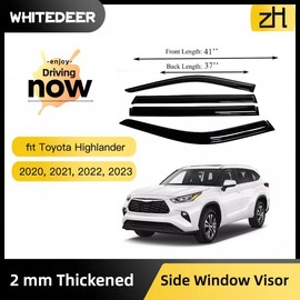 Fits Highlander 2020-2023 Acrylic Safe Smoke Window Visor Set - Sun, Rain, and Vent Protection, 4-Pieces Window Deflector Guard Kit 2mm-Thick