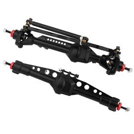 RZXYLRC CNC Aluminum Alloy Front & Rear Axle for Axial SCX10 PRO 1/10 RC Crawler Metal Upgrade Part (Black)