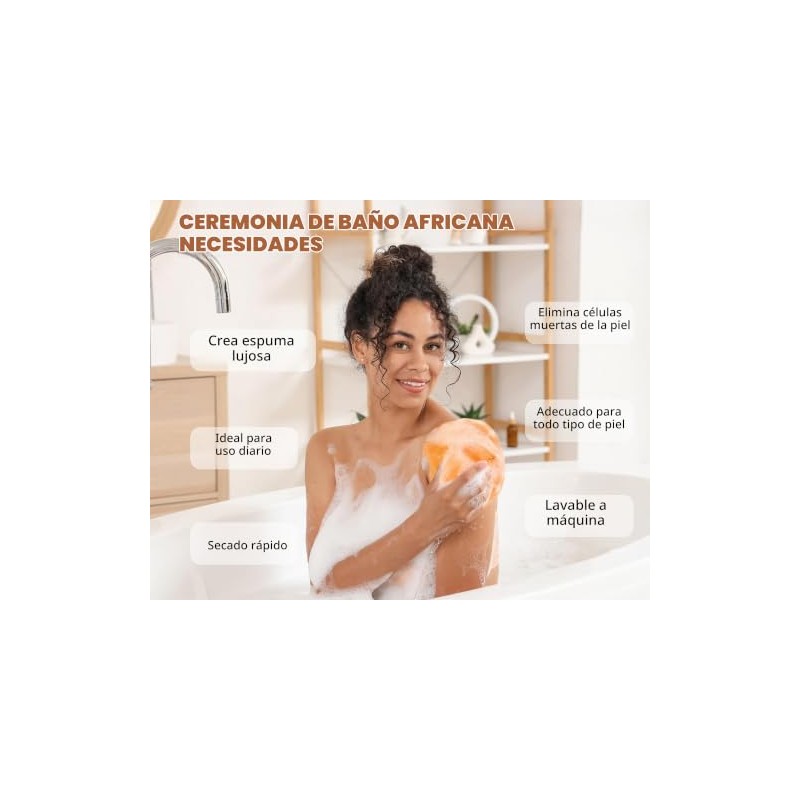 Paquete de 2 esponjas exfoliantes de red africana para baño,
