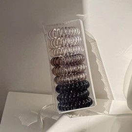 9-Pack Women's Hair Ties - Waterproof Hair Ties for Women Spiral Hair Ties for Thick Hair Elastic Hair Ties for Thin Hair Elastic and Spiral Hair Ties(Dark coffee)