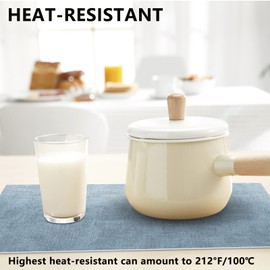 YRYGYA Leather Heat Resistant Placemats Set of 6 Waterproof Wipeable Washable PU Table Mats,Easy to Clean Anti-Slip Place Mats (Blue, 6)