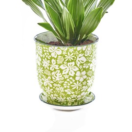 CHIVE ‘Liberte’ Ceramic Succulent Pots — 4.25” Cute Vintage Farmhouse Style Planters for Indoor Plants — Beautiful Home & Kitchen Decor — Green Garden