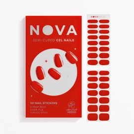 NOVA, Female Founded, Semi Cured Gel Nail Strips (Lover) - The 10 Minute Manicure. Salon-Quality, Works with Any Nail Lamp, Easy to Apply & Remove - Incl. Nail File & Wooden Stick (Lover)