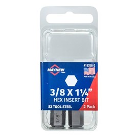 3/8" x 1.25" SAE Hex Insert Bit, 2 Pack