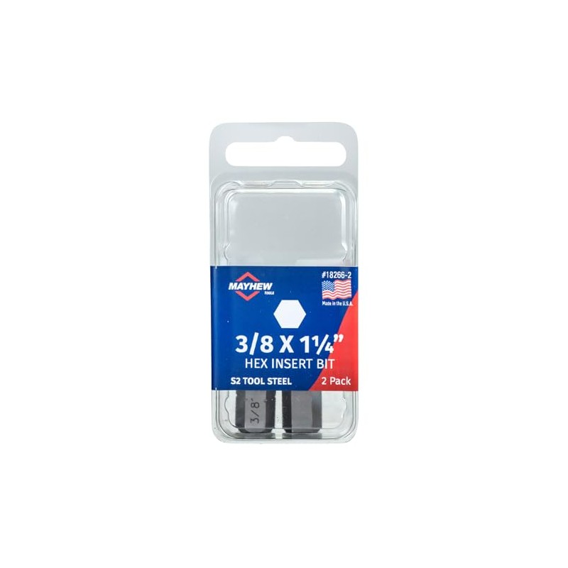 3/8" x 1.25" SAE Hex Insert Bit, 2 Pack