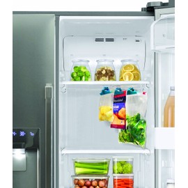 JOKARI Zip Pocket Holder, Best Fridge Storage Hack - Suction Cups Hold Baggies Under Fridge Shelves for Easy Removal, Holds Up to 1 Gallon Zip or Freezer Baggy (Pack of 2)