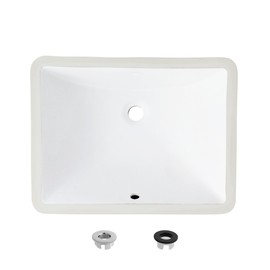 Stylish Bathroom Sink 20 3/4 x 15.5 Inch Ceramic Porcelain Rectangular Undermount Bathroom Sinks Shiny Enamle Glaze Finish with Chrome Overflow, P-200